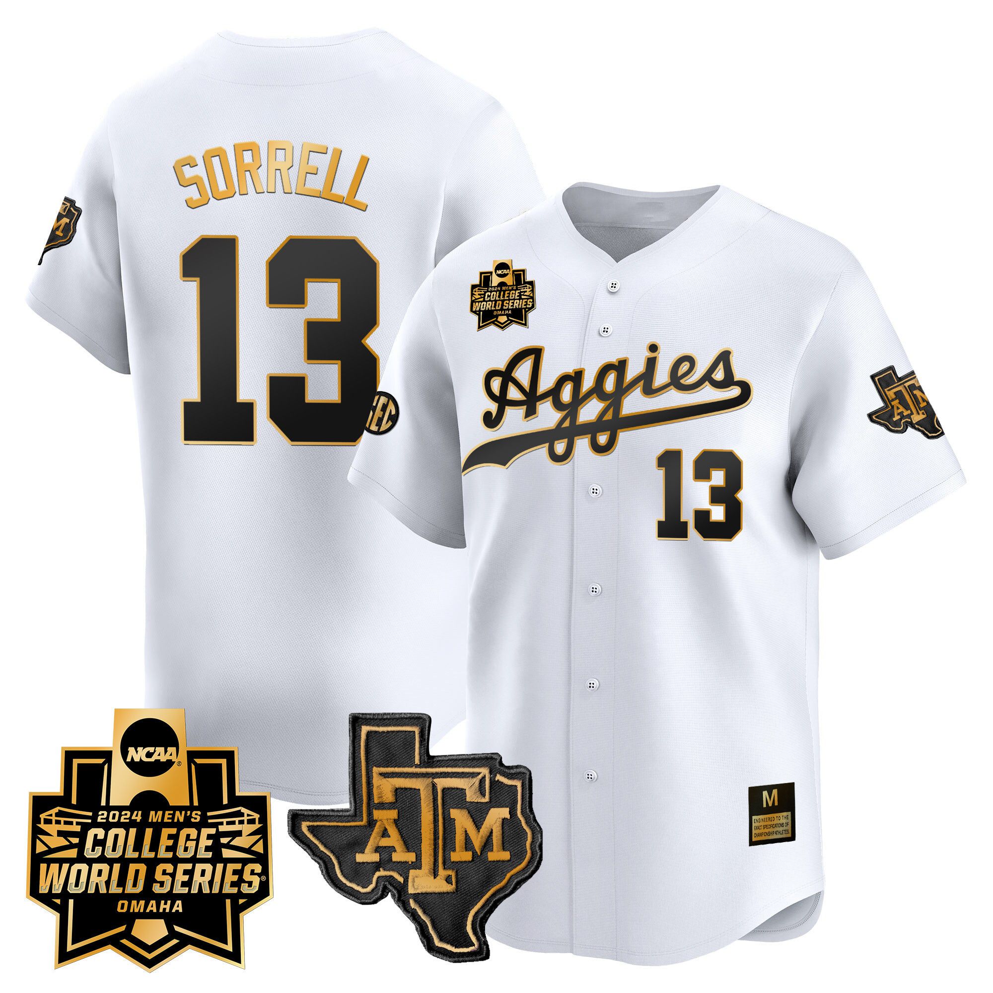Men Texas A&M Aggies #13 Sorrell White 2024 College World Series Vapor Premier Limited NCAA Jersey style 1->indianapolis colts->NFL Jersey